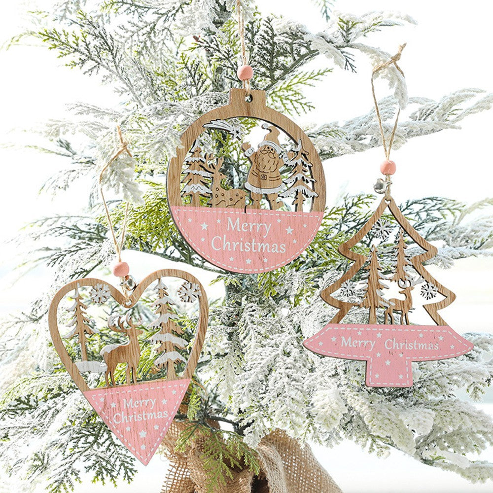 3Pcs Christmas Wooden Hanging Ornament Xmas Tree Pendant Decorations Home Decor