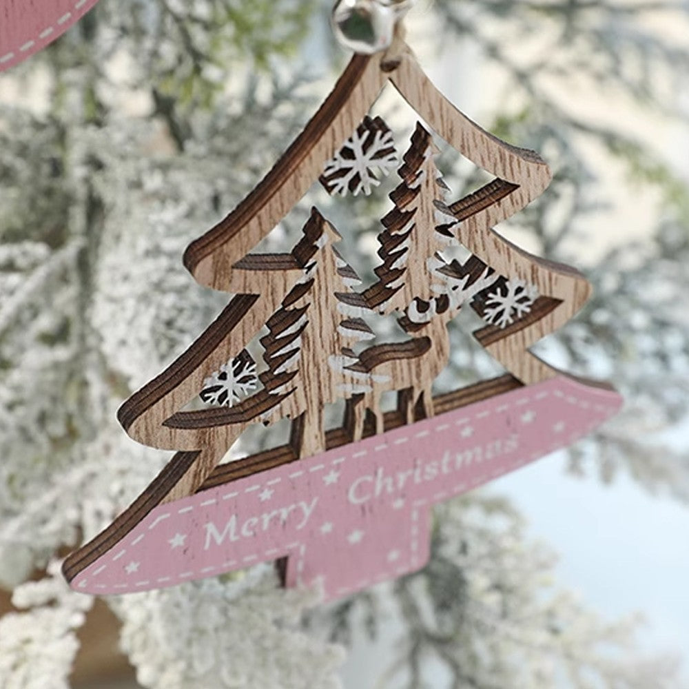 3Pcs Christmas Wooden Hanging Ornament Xmas Tree Pendant Decorations Home Decor