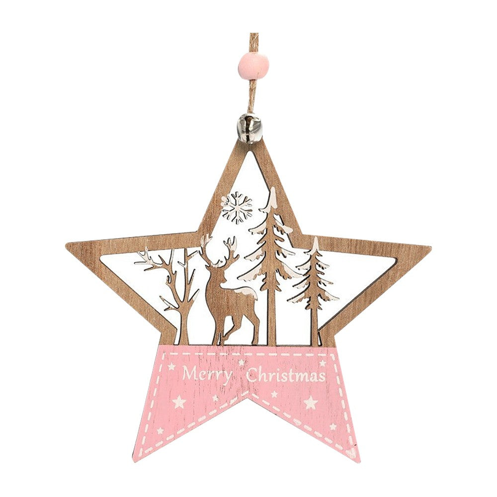 5Pcs Christmas Wooden Hanging Ornament Xmas Tree Pendant Decorations Home Decor
