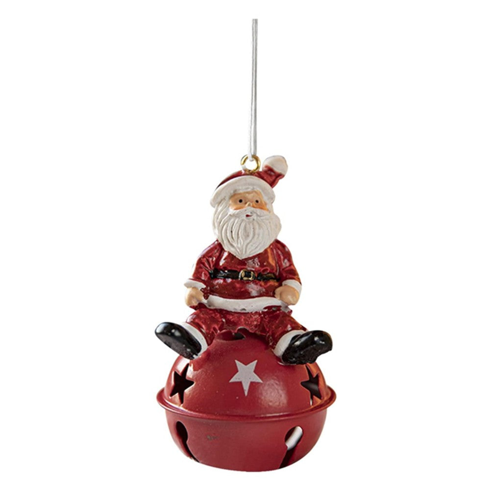 3Pcs Christmas Painted Bell Pendant Resin Santa Claus Hanging Ornament Xmas Tree Decor