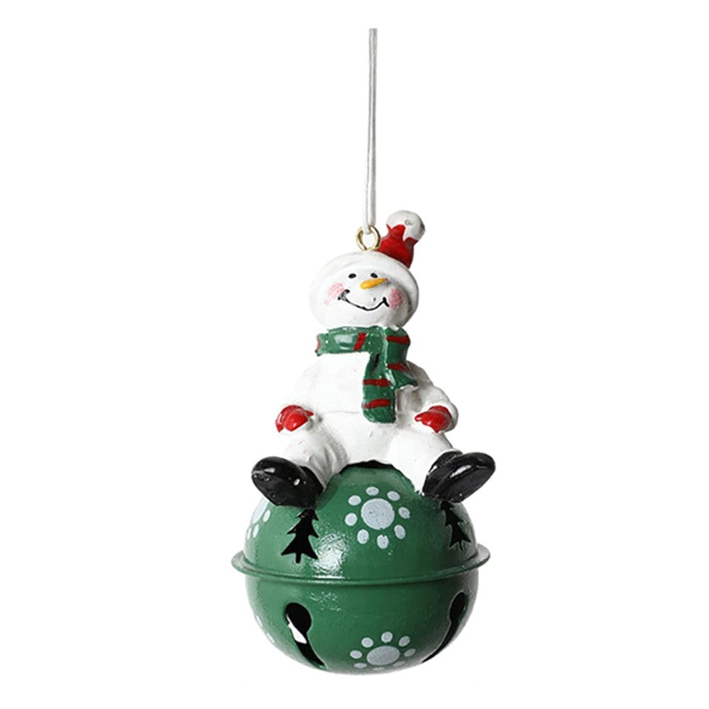 5Pcs Christmas Painted Bell Pendant Resin Santa Claus Hanging Ornament Xmas Tree Decor