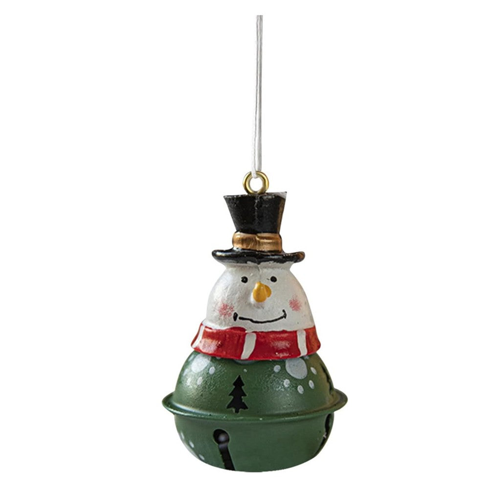 3Pcs Christmas Painted Bell Pendant Resin Santa Claus Hanging Ornament Xmas Tree Decor