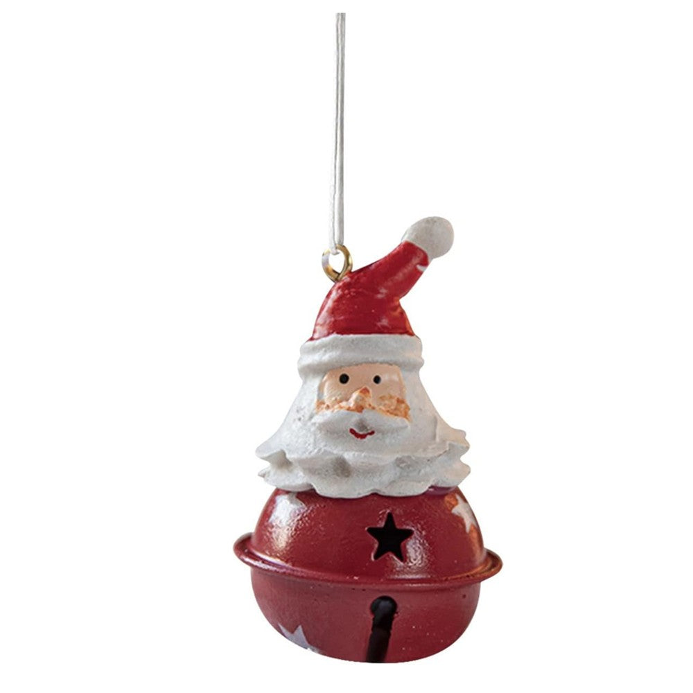 5Pcs Christmas Painted Bell Pendant Resin Santa Claus Hanging Ornament Xmas Tree Decor