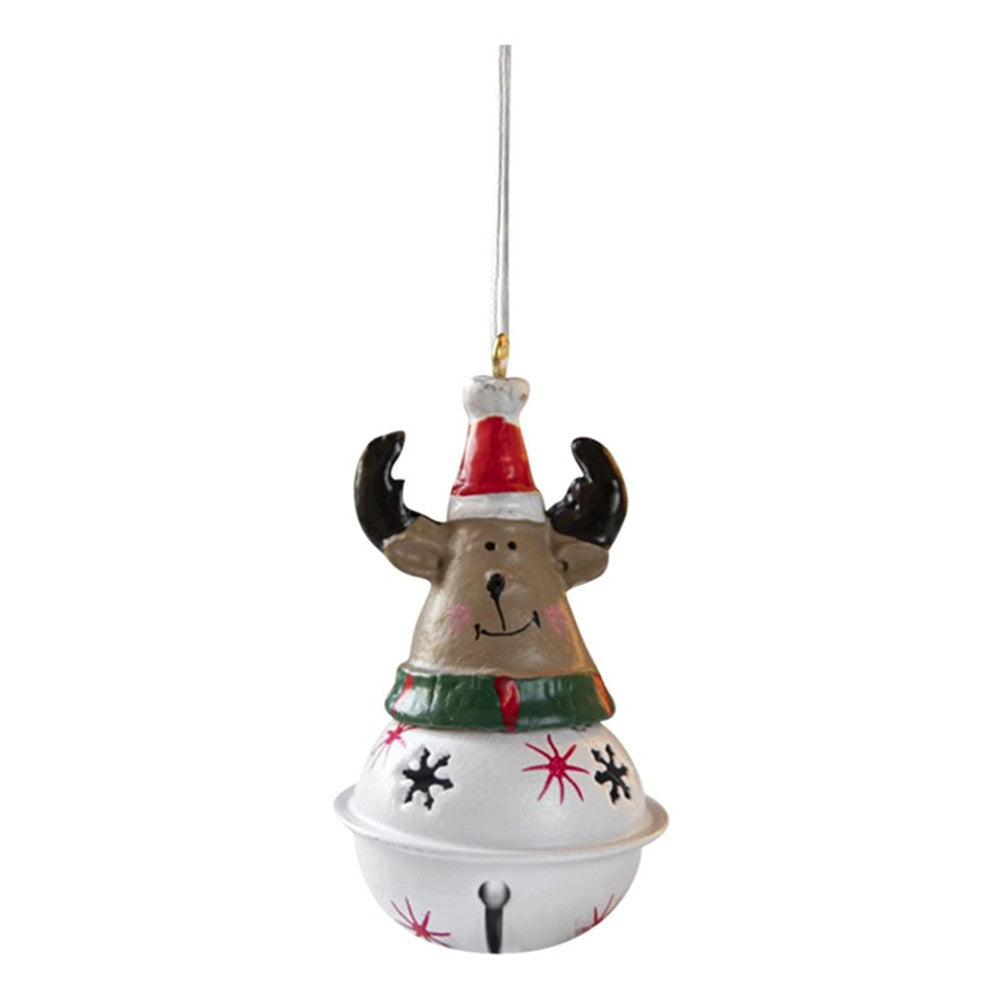 3Pcs Christmas Painted Bell Pendant Resin Santa Claus Hanging Ornament Xmas Tree Decor