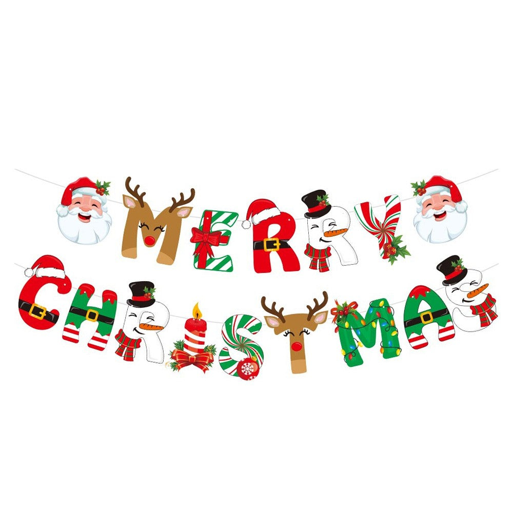 Christmas Party Cake Decoration Set Merry Christmas Banner Cupcake Topper Decor