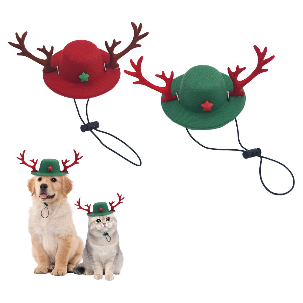 Pet Christmas Hats with Reindeer Antlers Festive Accessory for Dogs or Cats