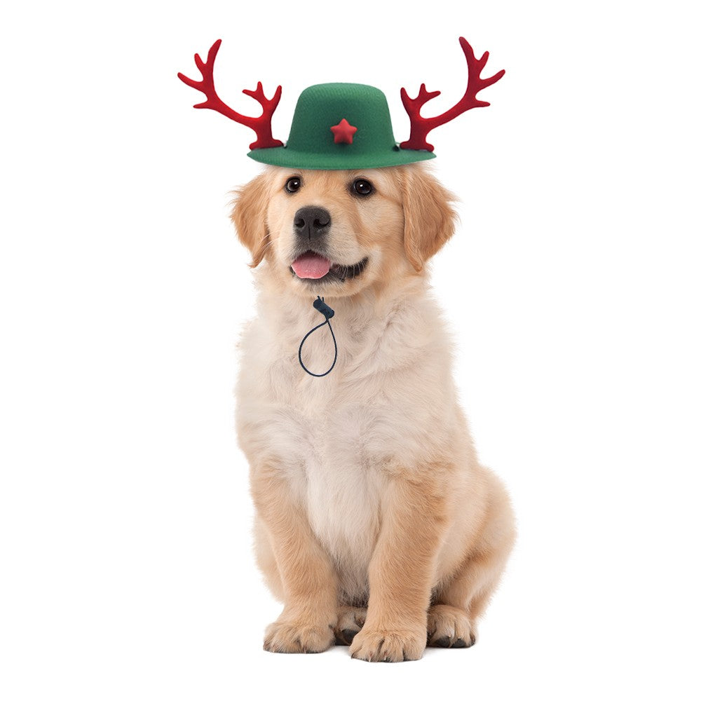 Pet Christmas Hats with Reindeer Antlers Festive Accessory for Dogs or Cats