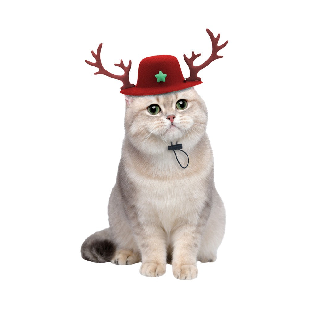 Pet Christmas Hats with Reindeer Antlers Festive Accessory for Dogs or Cats