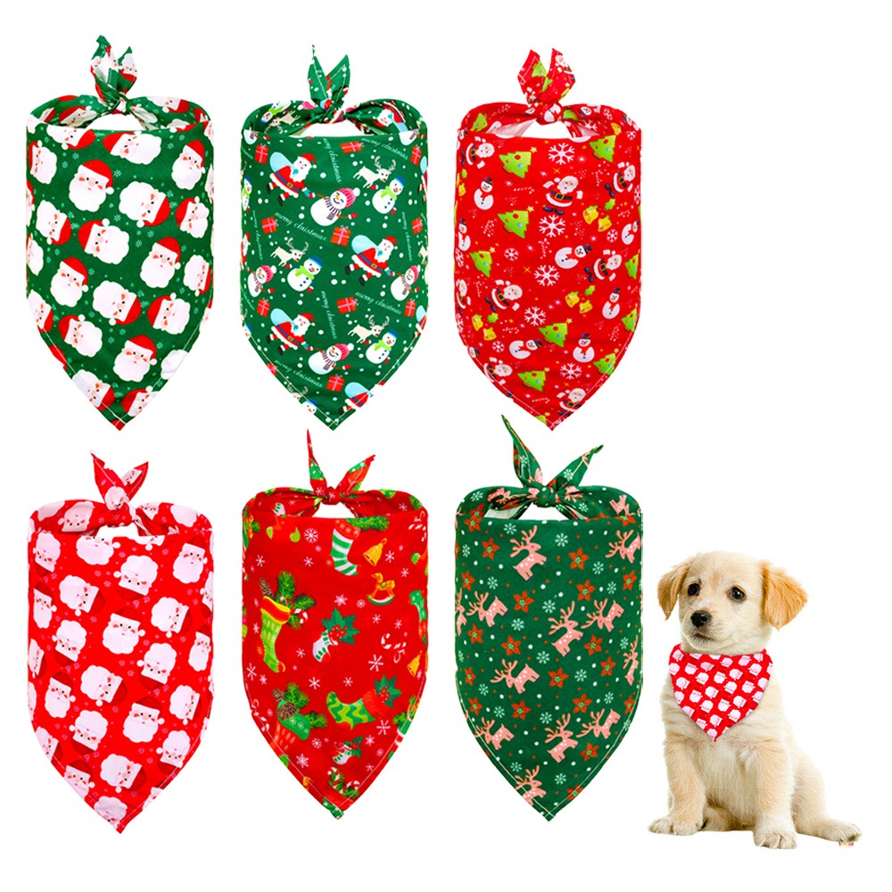 6xTriangle Xmas Pet Scarf Bibs Pet Accessories Decoration for Cats Dogs