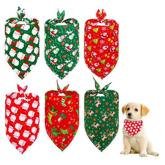 6xTriangle Xmas Pet Scarf Bibs Pet Accessories Decoration for Cats Dogs