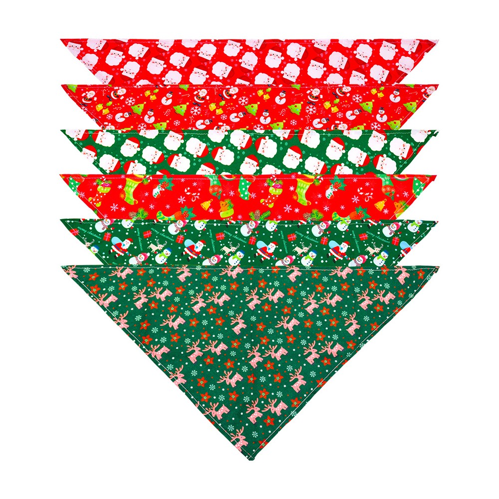 6xTriangle Xmas Pet Scarf Bibs Pet Accessories Decoration for Cats Dogs
