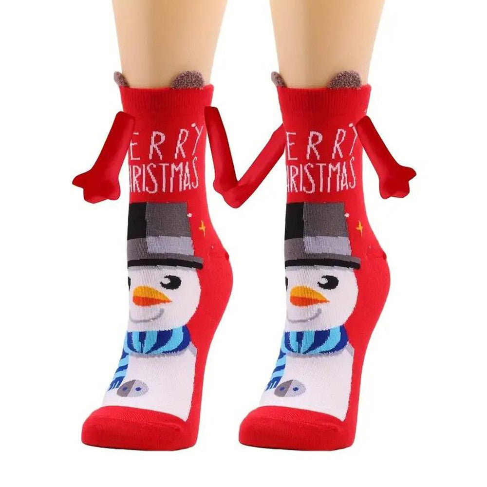 3 Pairs of Christmas Holding Hands Socks Mixed Color Socks for Couples Bestie - Set 1