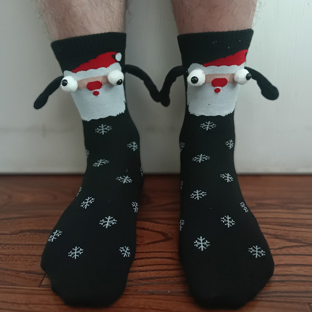 3 Pairs of Christmas Holding Hands Socks Mixed Color Socks for Couples Bestie - Set 3