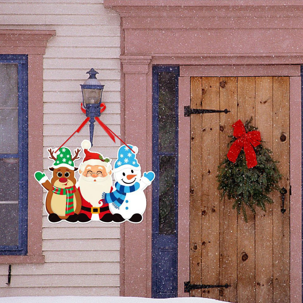 6 X Christmas Front Door Hanging Welcome Sign Xmas Hanging Ornaments