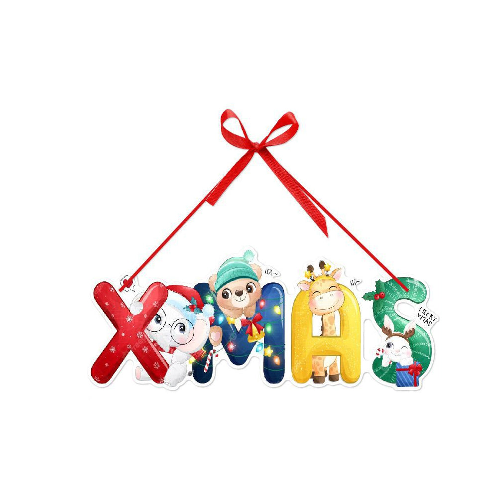 6 X Christmas Front Door Hanging Welcome Sign Xmas Hanging Ornaments