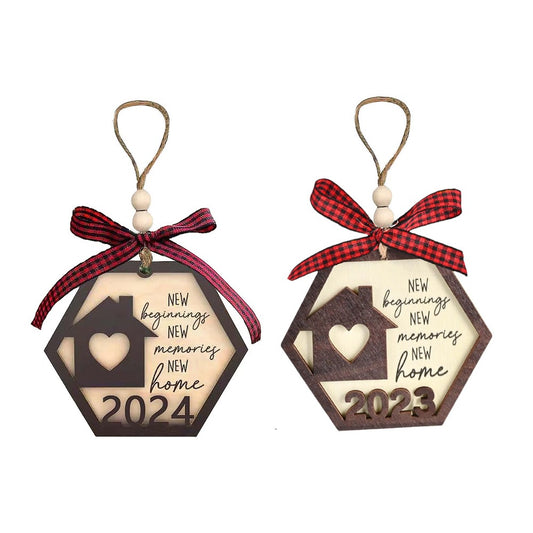 2Pcs Christmas Wooden Pendant Xmas Tree Hanging Ornament Door Hanging Sign