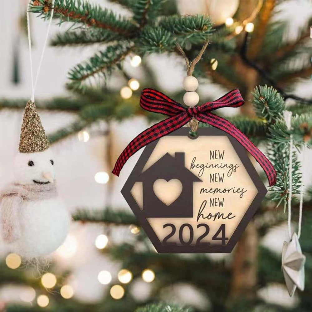 2Pcs Christmas Wooden Pendant Xmas Tree Hanging Ornament Door Hanging Sign