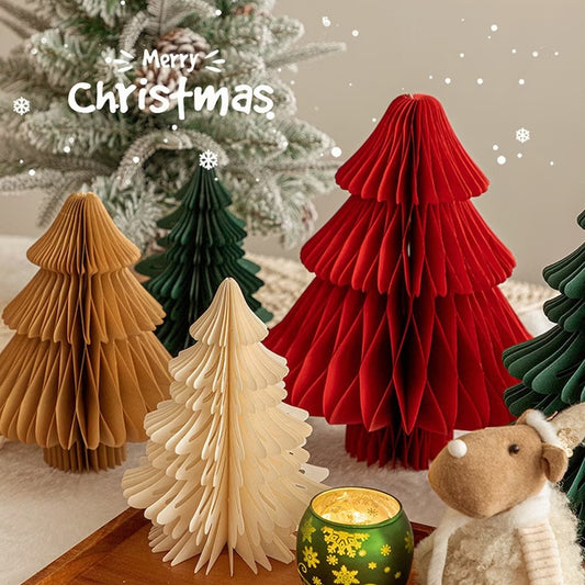 4Pcs Tabletop Paper Honeycomb Christmas Tree Xmas Party Home Decor - 20cm+30cm