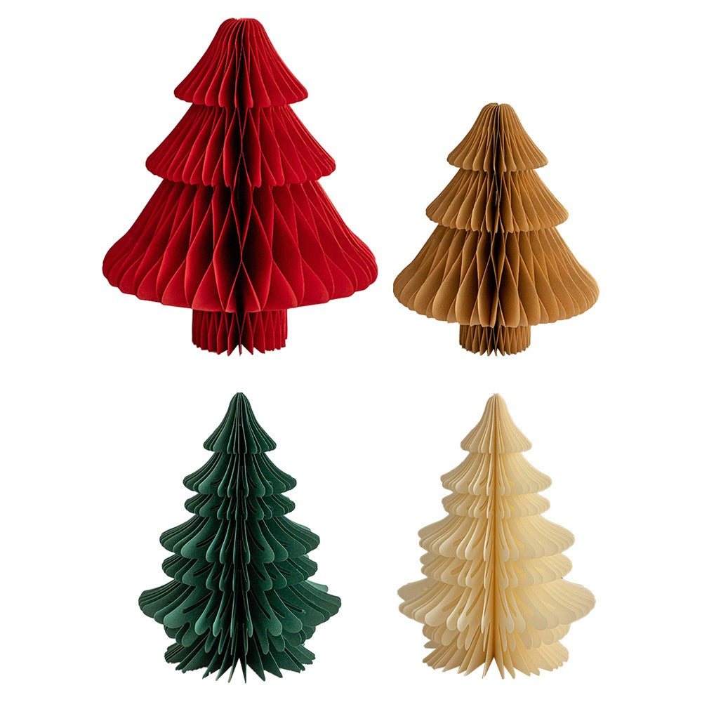 4Pcs Tabletop Paper Honeycomb Christmas Tree Xmas Party Home Decor - 20cm+30cm