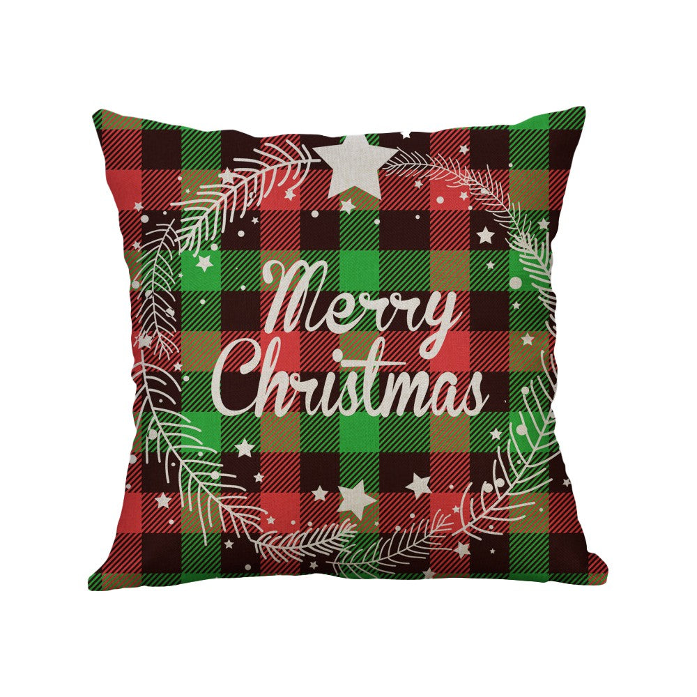 4Pcs 45x45cm Linen Christmas Pillow Cover Throw Pillowcase Christmas Decorations