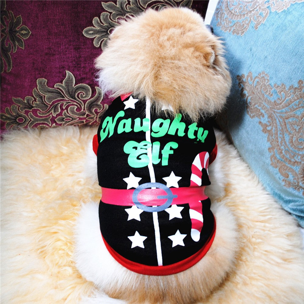 3Pcs Christmas Printed Dog Apparel Dog Vest T-Shirt Puppy Costume Coat - M