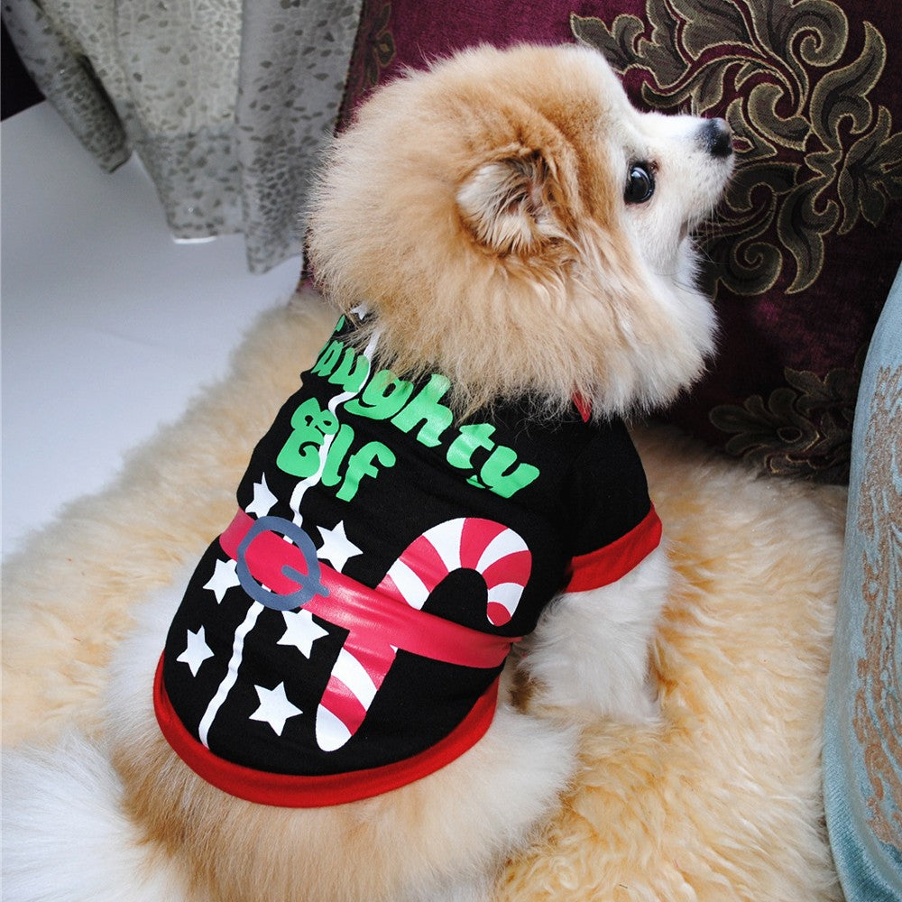 3Pcs Christmas Printed Dog Apparel Dog Vest T-Shirt Puppy Costume Coat - M