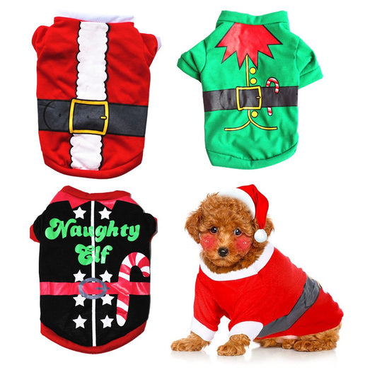 3Pcs Christmas Printed Dog Apparel Dog Vest T-Shirt Puppy Costume Coat - L