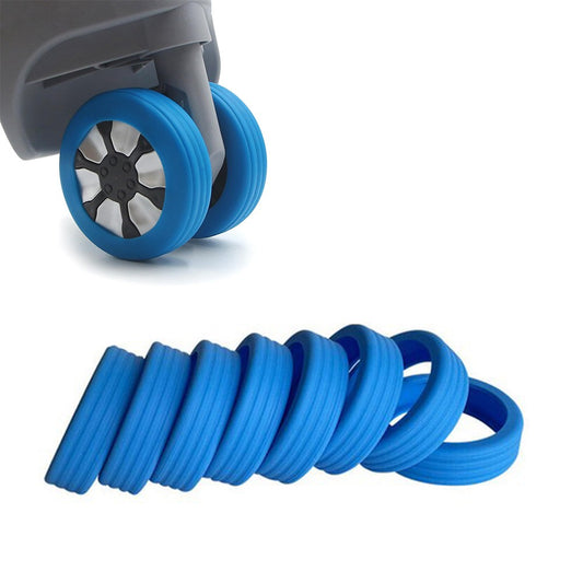 8Pcs Silicone Luggage Wheels Cover Suitcases Wheel Protection Cover - Blue