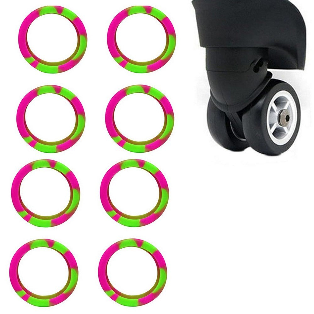 8Pcs Silicone Luggage Wheels Cover Suitcases Wheel Protection Cover - Rose Red