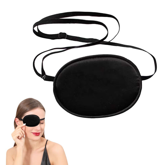 1Pc 100% Mulberry Silk Eye Patch for Adults - Black