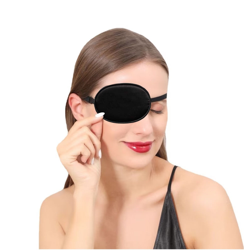 1Pc 100% Mulberry Silk Eye Patch for Adults - Black