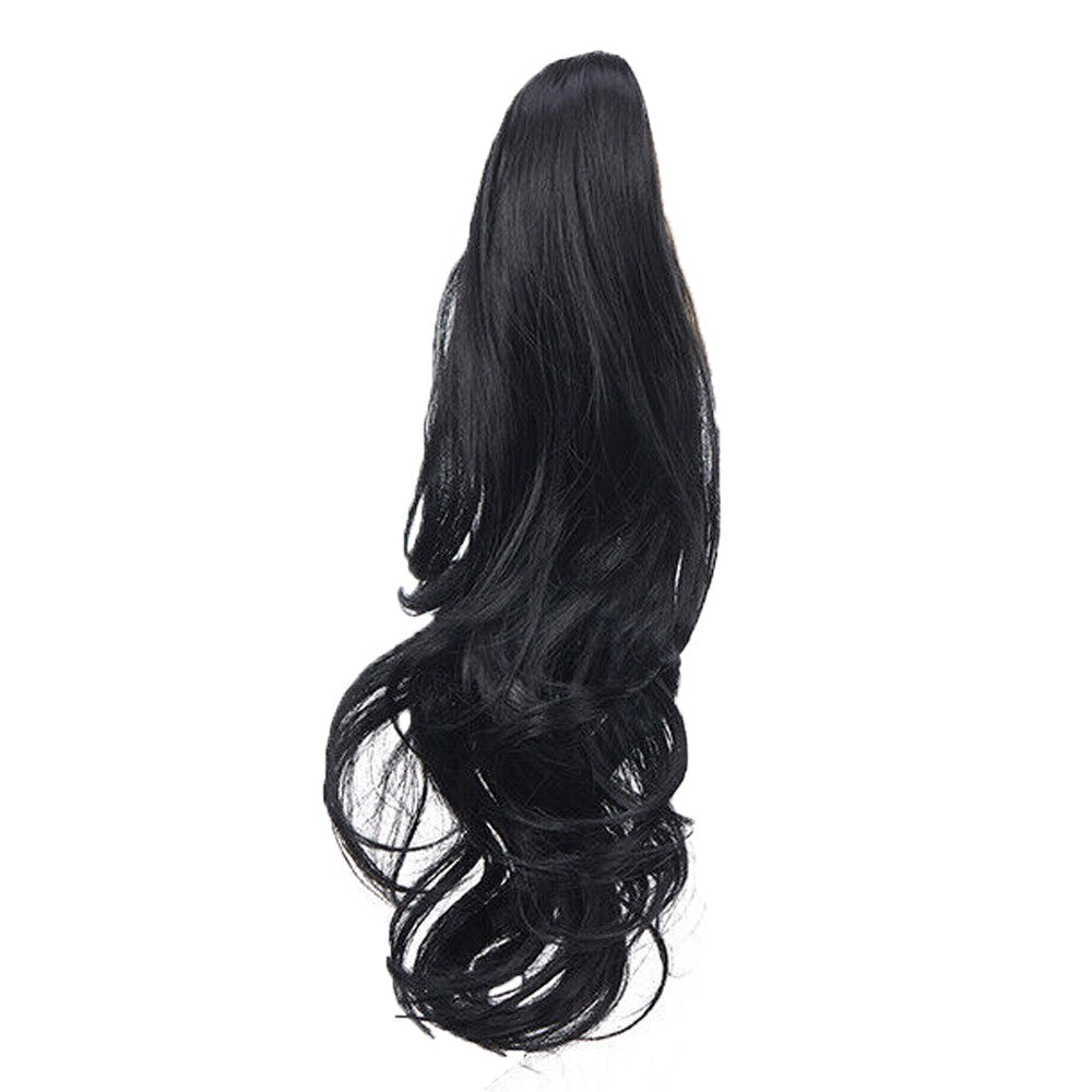 Natural Thick Clip-In Ponytail Long Curly Hair Extensions - Black