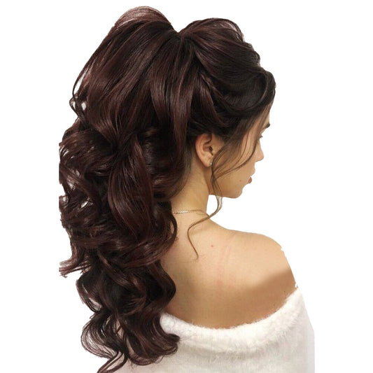 Natural Thick Clip-In Ponytail Long Curly Hair Extensions - Dark Brown