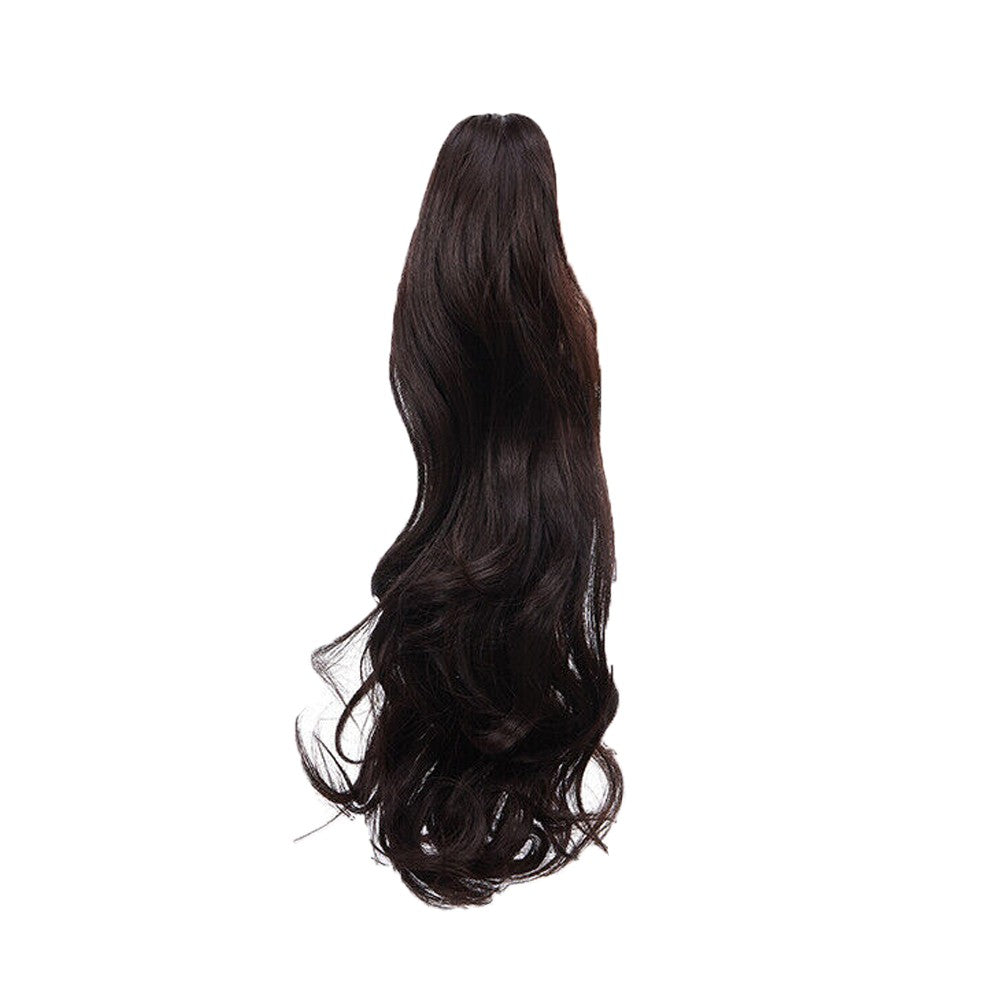 Natural Thick Clip-In Ponytail Long Curly Hair Extensions - Dark Brown