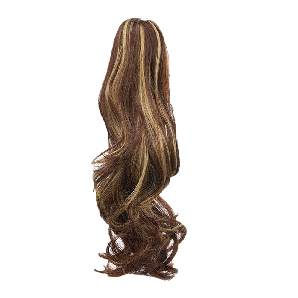 Natural Thick Clip-In Ponytail Long Curly Hair Extensions - Brown and Blonde