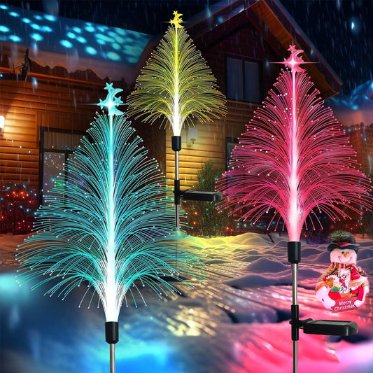3Pcs Solar Fiber Optic Lights Christmas Lights Outdoor Garden Decor - Moon Style