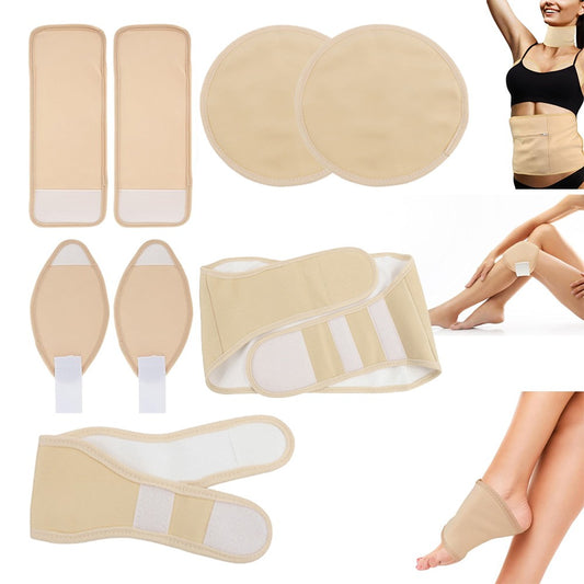8Pcs Reusable Compress Castor Oil Wrap Pack Kit for Waist Neck Breast Knee Feet