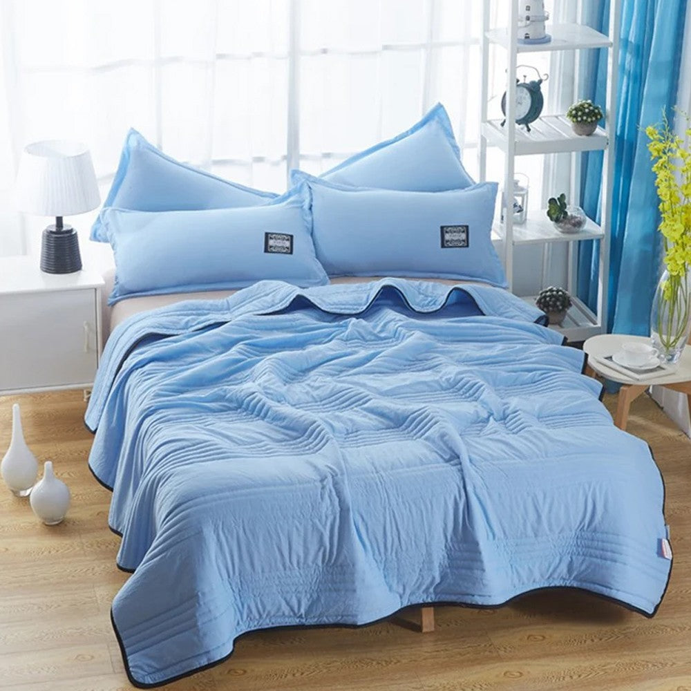 200x180cm Queen Summer Cooling Blanket Air Conditioning Thin Quilt - Blue