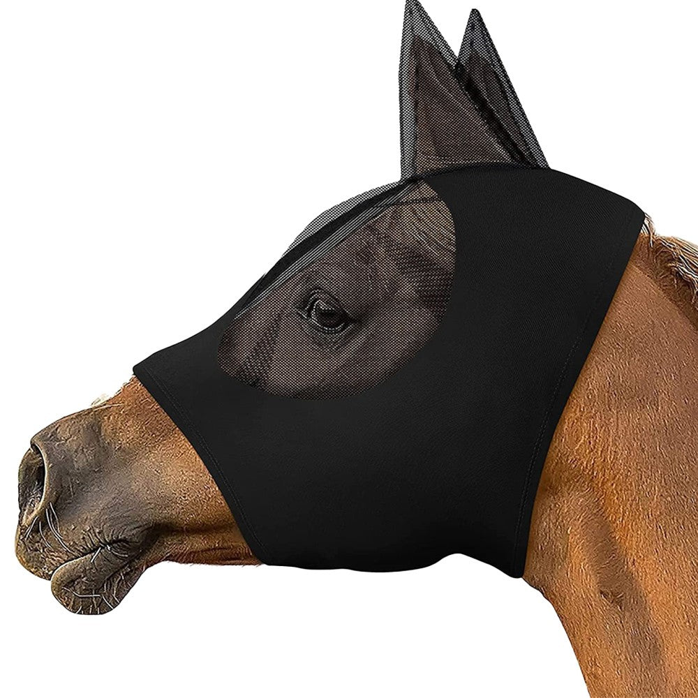 2Pcs Horse Fly Mask with Ears Cover - Black + Purple