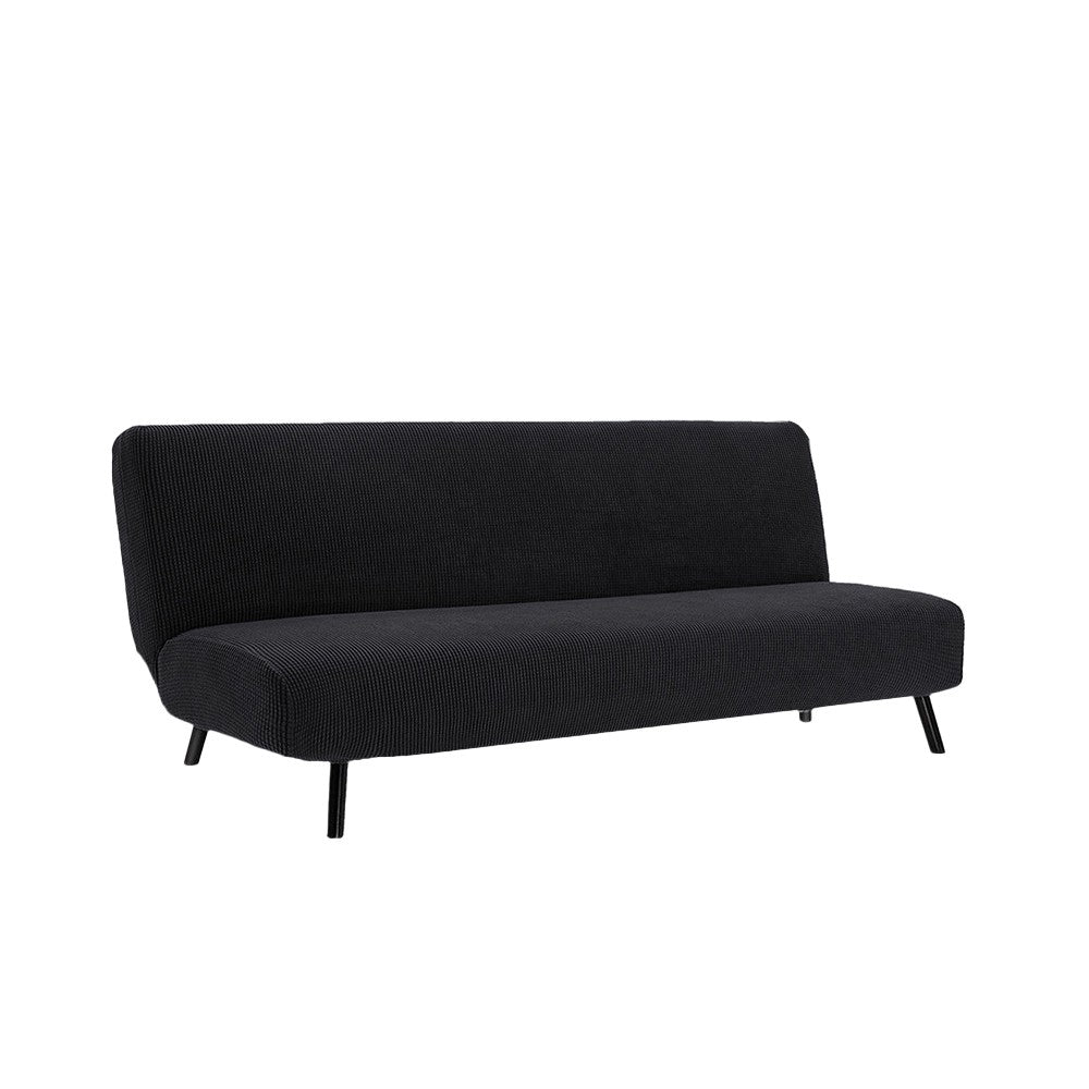 120-145cm Stretch Armless Sofa Cover Sofa Bed Cover Elastic Slipcover - Black
