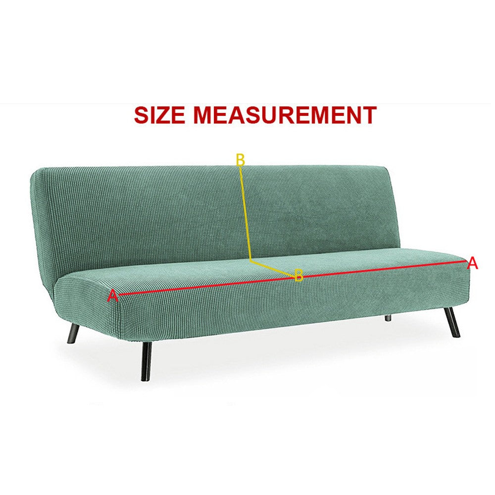 120-145cm Stretch Armless Sofa Cover Sofa Bed Cover Elastic Slipcover - Black