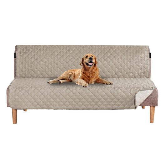 178cm Water-repellent Futon Sofa Cover Reversible Armless Sofa Slipcover - Khaki