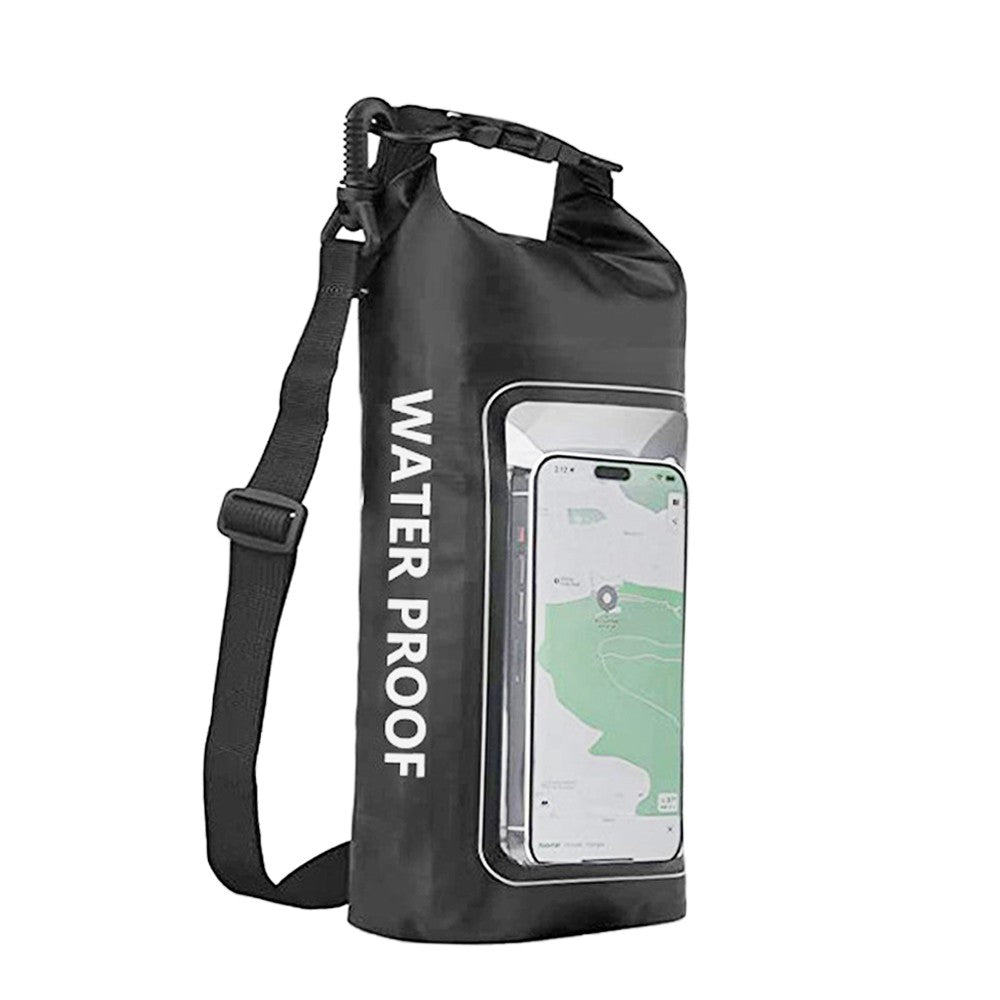 Waterproof Dry Bag with Phone Pouch Roll Top Waterproof Crossbody Bag - Black