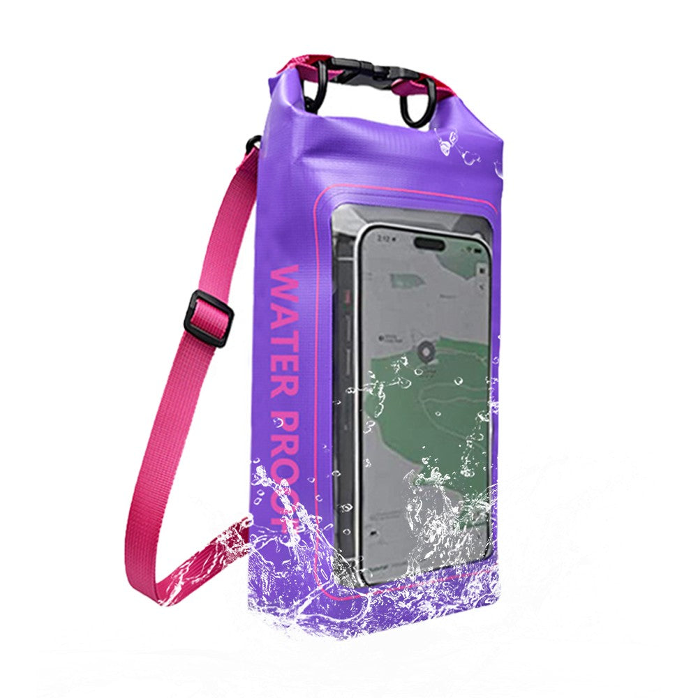 Waterproof Dry Bag with Phone Pouch Roll Top Waterproof Crossbody Bag - Purple