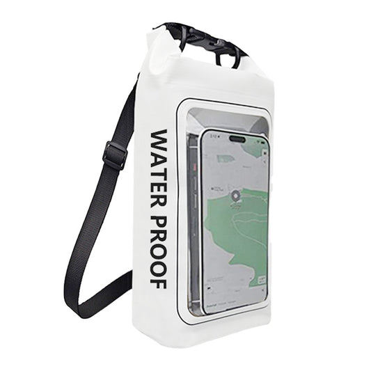 Waterproof Dry Bag with Phone Pouch Roll Top Waterproof Crossbody Bag - White