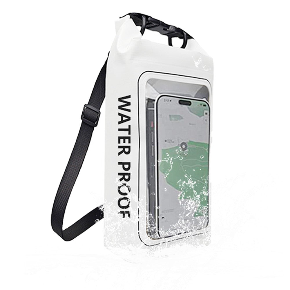 Waterproof Dry Bag with Phone Pouch Roll Top Waterproof Crossbody Bag - White