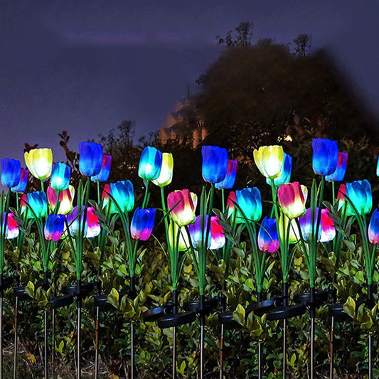 4Pcs Solar Tulips Light Water-resistant Yard Stake Light Garden Landscape Light