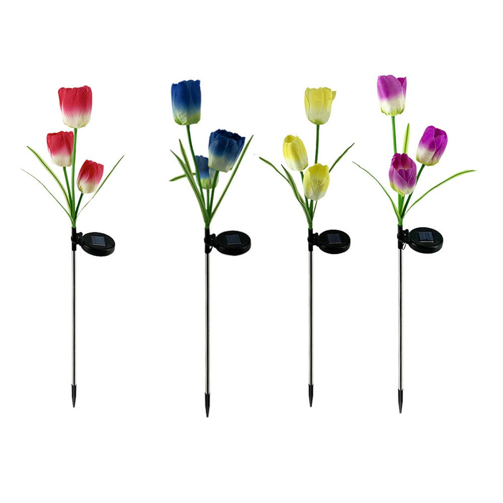 4Pcs Solar Tulips Light Water-resistant Yard Stake Light Garden Landscape Light