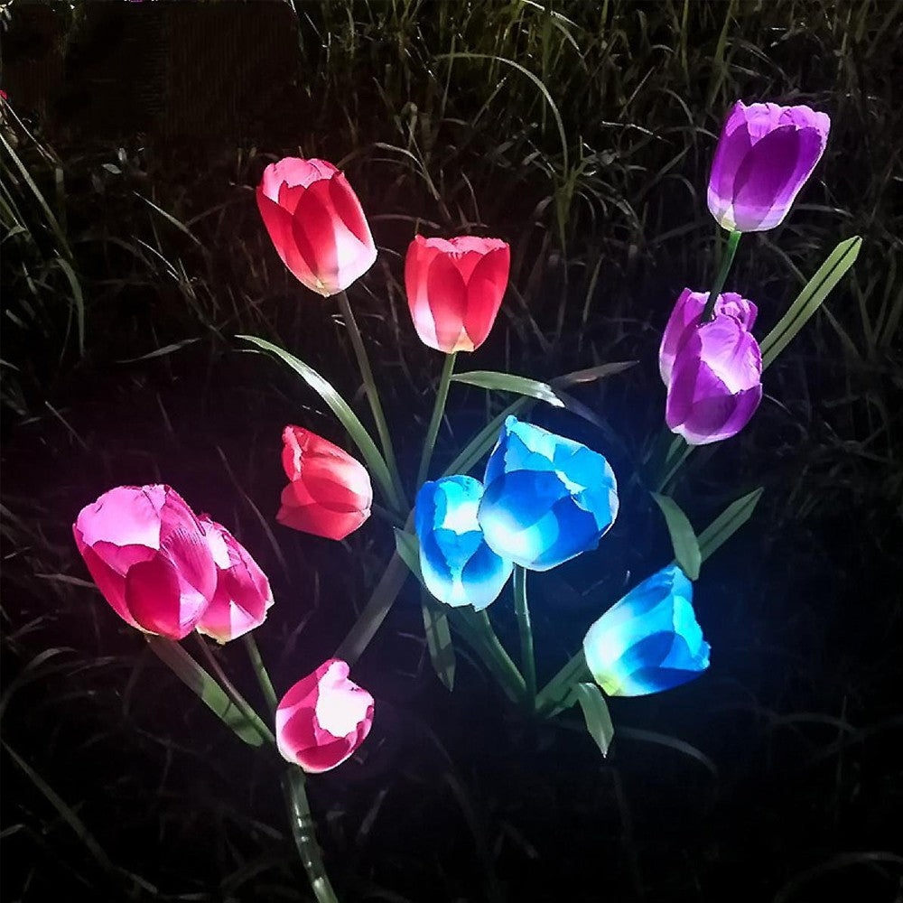 4Pcs Solar Tulips Light Water-resistant Yard Stake Light Garden Landscape Light
