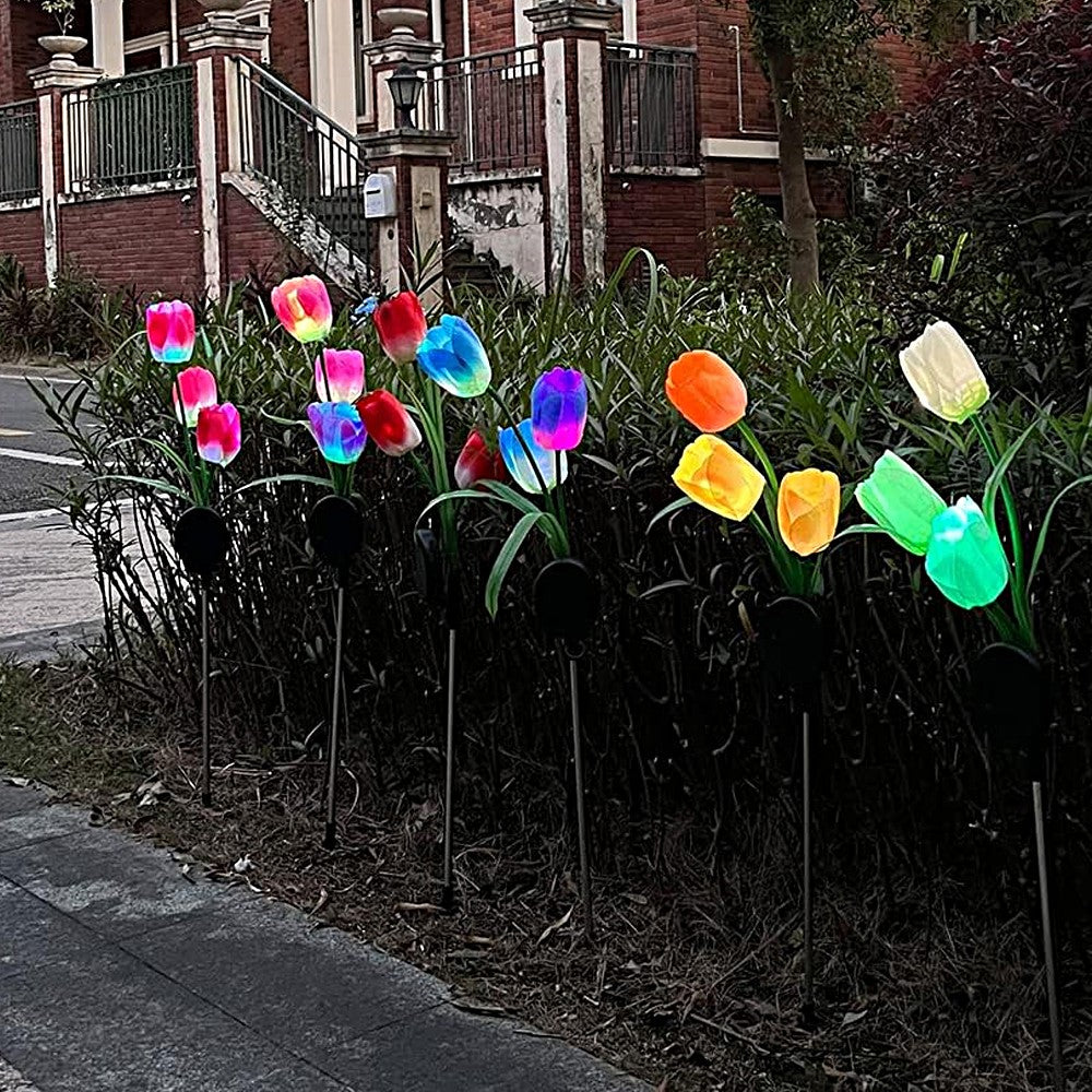 4Pcs Solar Tulips Light Water-resistant Yard Stake Light Garden Landscape Light